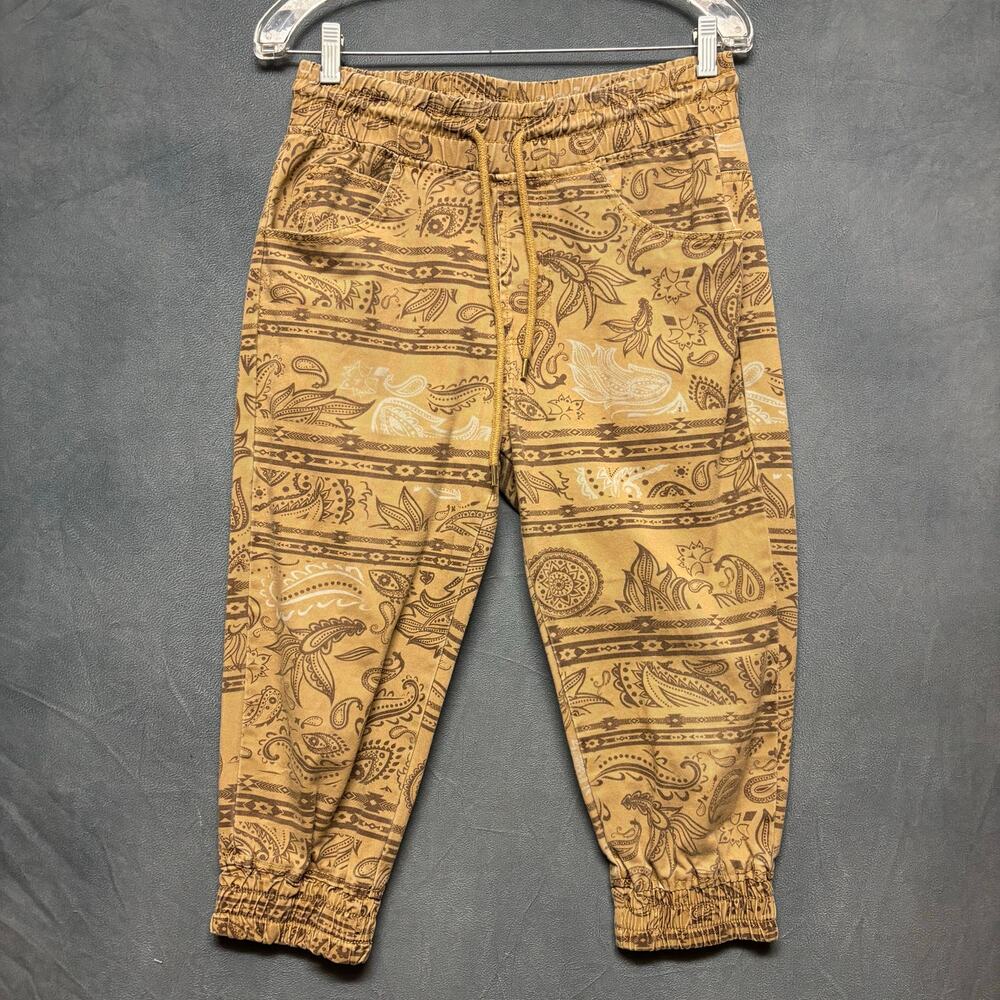 Smoke Rise 3/4 Jogger Pants Paisley Gangsta Pockets Elastic Waist Drawstring